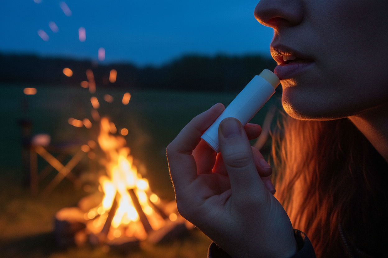 Applying by campfire at dusk