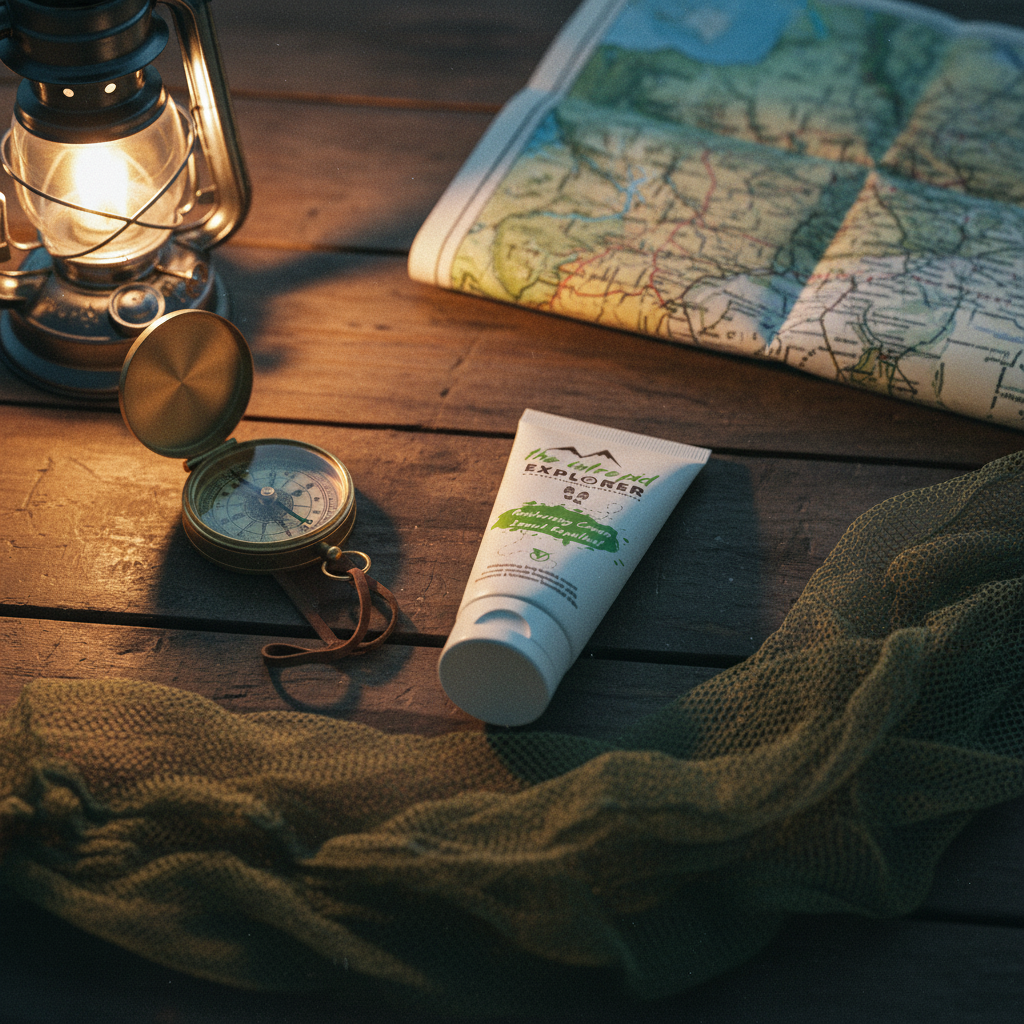 Insect Repellent - camp table flat lay