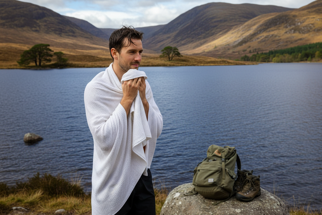 Wild swimming — thin towel